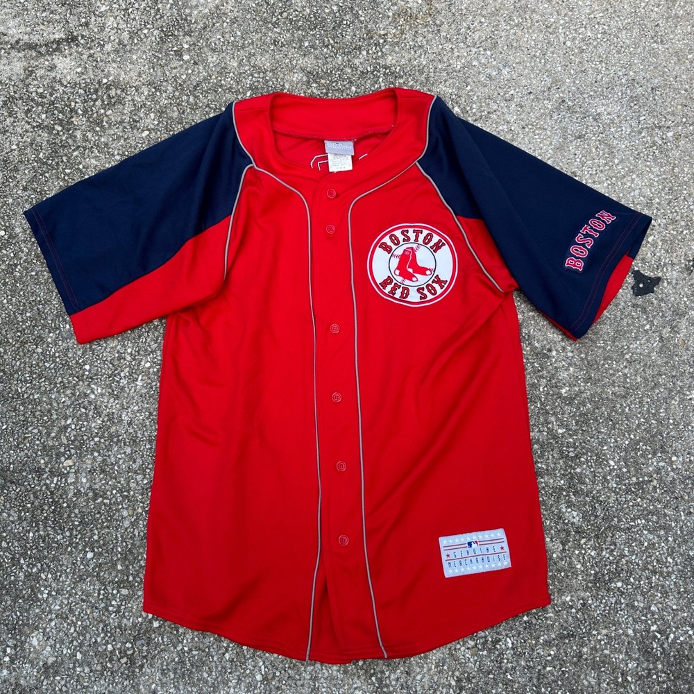 MLB Boston Red Sox Dustin Pedroia 15 Jersey Red Navy Blue Mens Medium
